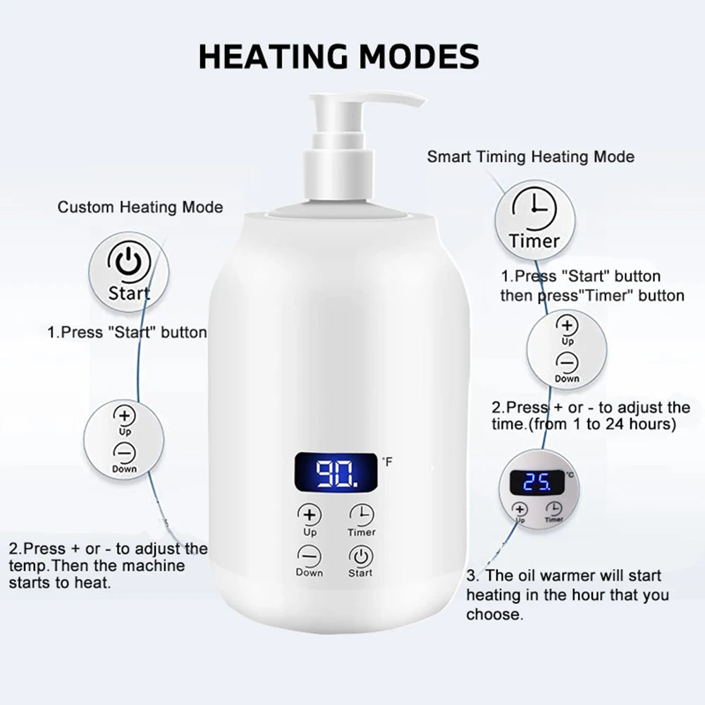 Electric Massage Oil Warmer – LED Display, 2 Bottles, 30–65°C Massage Oil Warmer Qst