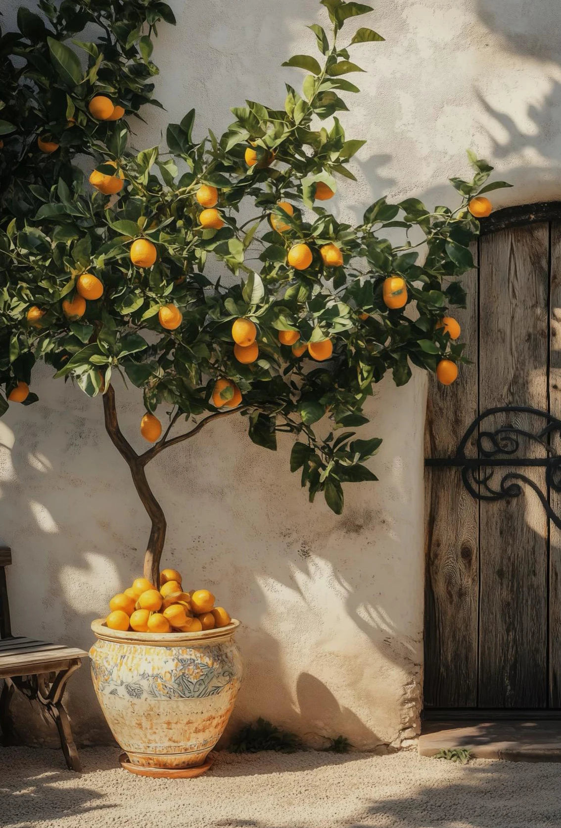 Mediterranean Landscape Canvas Wall Art – Lemon Olive Tree Poster Canvas Wall Art Qst by-4 50x70cm Unframed