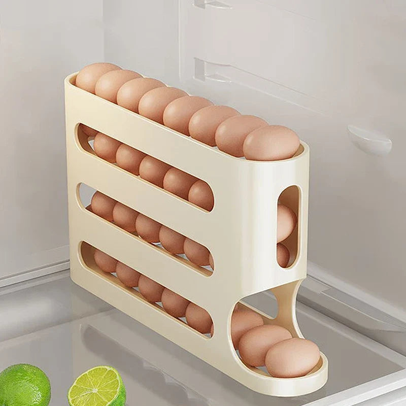30-Egg Rolling Dispenser Rack | Fridge Egg Organizer Box Egg Dispenser Rack Qme yellow
