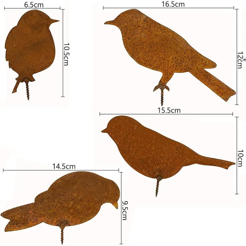 Rusty Metal Bird Iron Garden Decoration – Retro Outdoor Decor Garden Ornament Qme