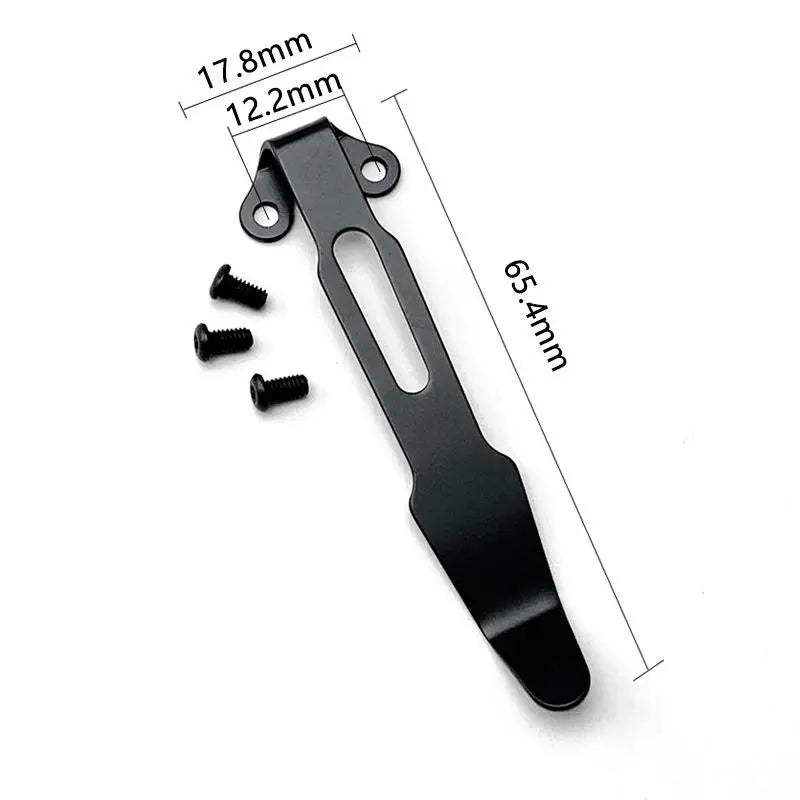 Stainless Steel Folding Knife Back Clip Pocket Holder + 3 Screws Knife Clip Accessory Qst black 1 pcs