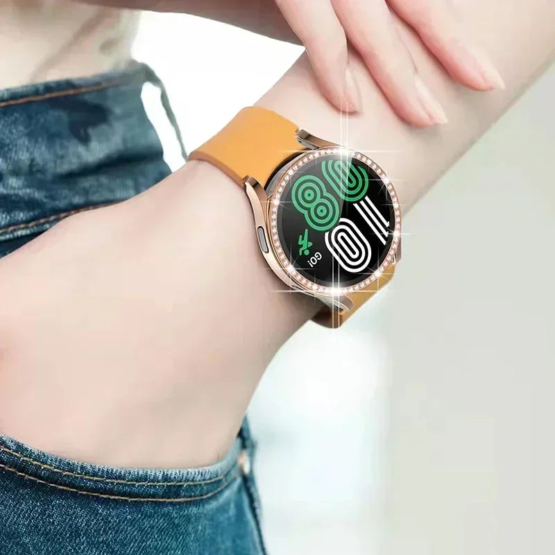 Bling Diamond Case Samsung Galaxy Watch 6 & 4 – Two Rows Smartwatch Bling Case Qme