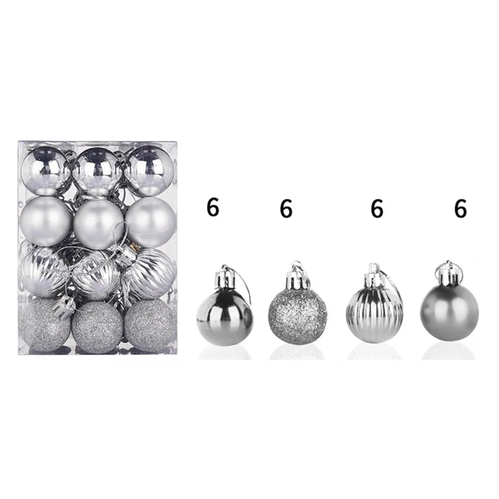 Christmas Glitter Ball Baubles 24-Pack – Hanging Tree Ornaments Christmas Ornaments Qme