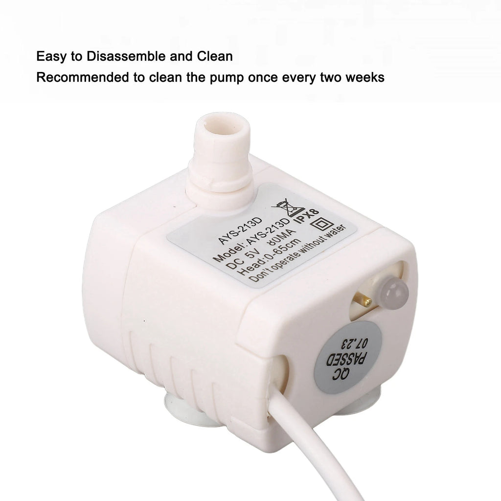 USB Pet Water Fountain Pump – Quiet Brushless Motor Replacement Fountain Pump Qst