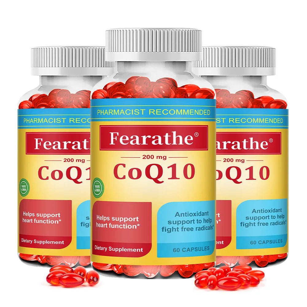 CoQ10 200mg Capsules – Heart & Cellular Energy Support | Fearathe CoQ10 Supplement Qst 60 count-3 bottle