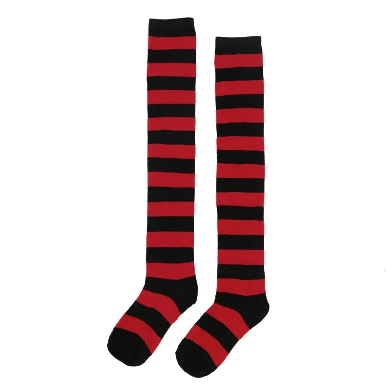 Women's Striped Over-the-Knee Long Socks – 18 Colors Over-the-Knee Socks Qme A15 One Size