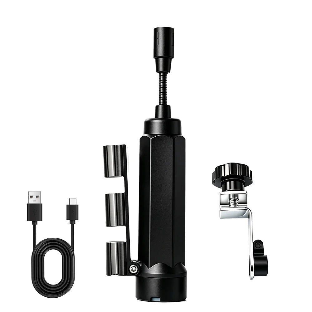 BORUiT 360° Blue LED Fishing Rod Light – Type-C Rechargeable Fishing Rod Light Qst Black
