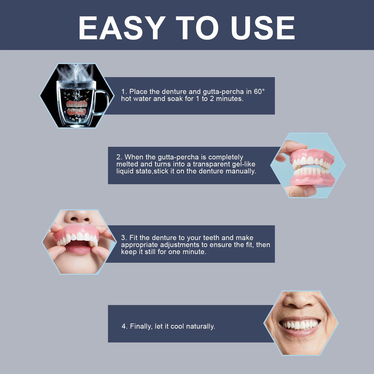 Temporary Cosmetic Dentures Full Set – Moldable Resin Kit Cosmetic Dentures Qst