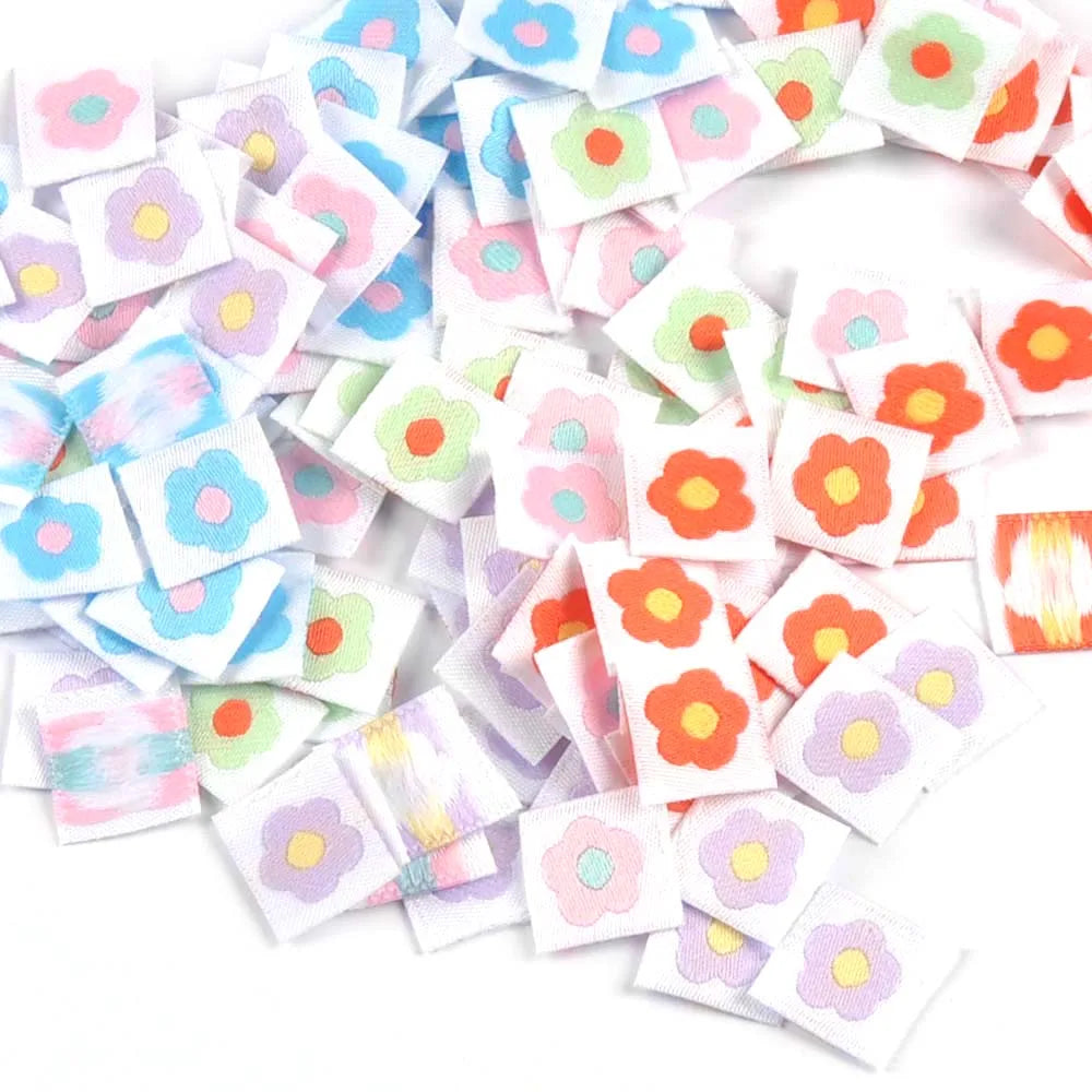 Cute Flower Embroidery Mini Labels – 50pc Sewing & Knitting Tags Embroidery Sewing Labels Qme