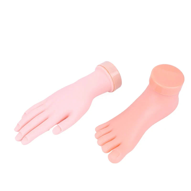 Silicone Nail Art Practice Hand & Fake Foot Display Model Nail Art Practice Model Qme