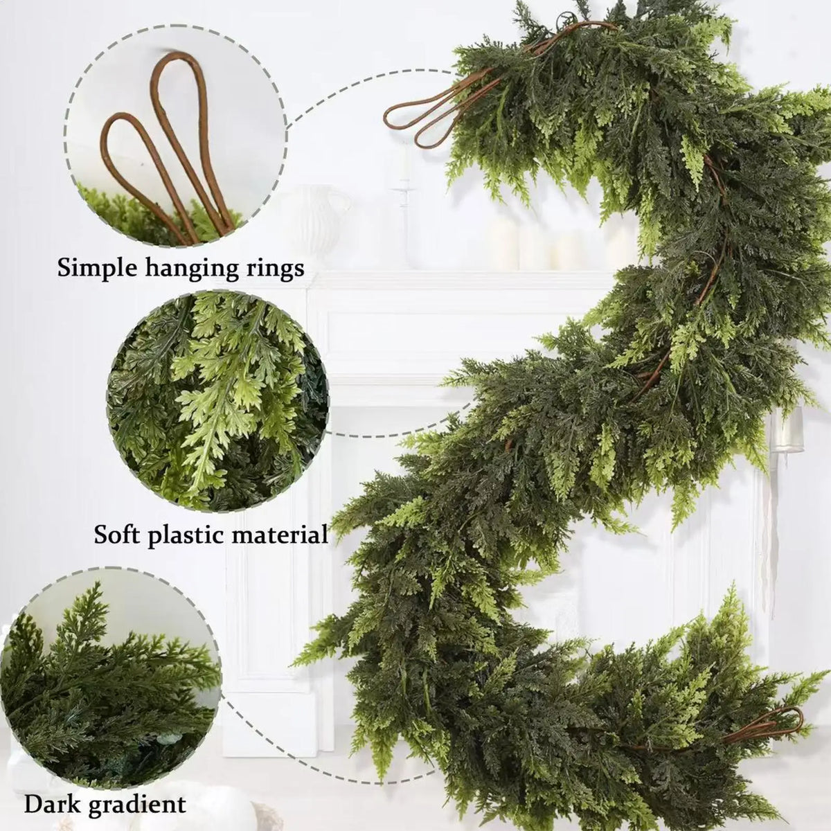 Artificial Green Pine Christmas Garland – Fireplace & Mantel Christmas Garland Qme