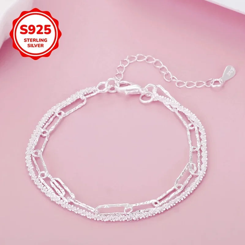 925 Sterling Silver Starry Sky Chain Bracelet for Women Silver Chain Bracelet Qme