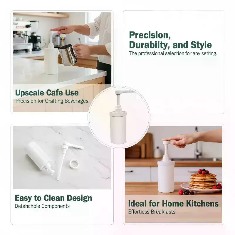 Food Grade Syrup Dispenser with Detachable Pump | Multipurpose Syrup Pump Dispenser Qme