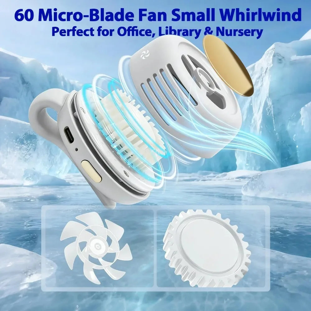 Wearable Clip-On Bladeless Fan | 3-Speed Quiet Portable Cooler Portable Clip-On Fan Qme