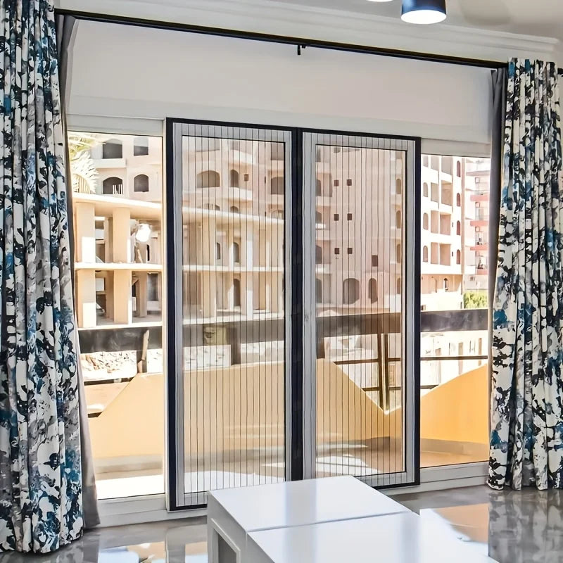 Magnetic Mosquito Screen Door Curtain – Black & Gold Slats Magnetic Door Screen Qme