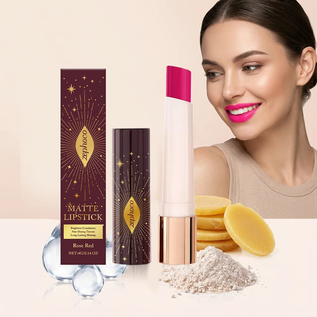 Zephoco Star Glow Matte Lipstick – Velvet, Long-Lasting Matte Lipstick Qst