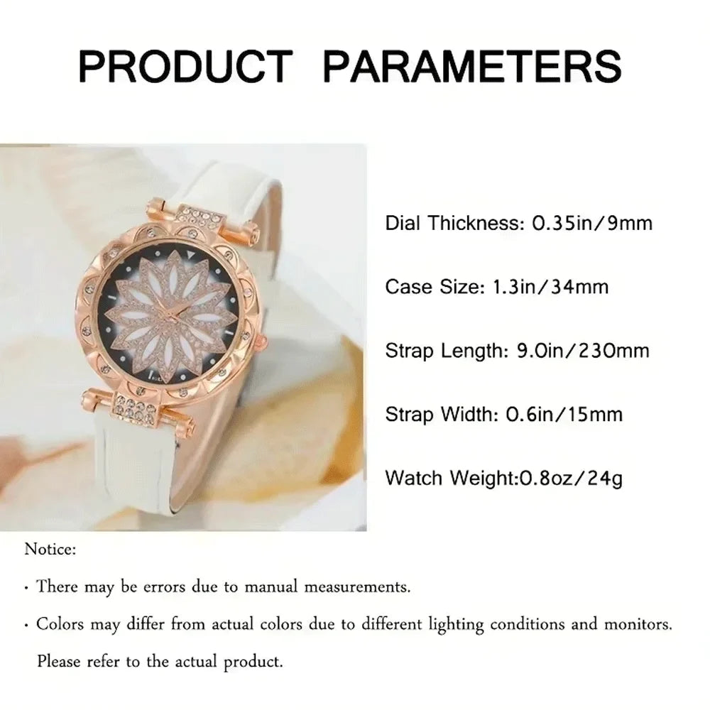 Women's Round Quartz Watch & Jewelry Set – 4 Colors Women's Watch Set Qme