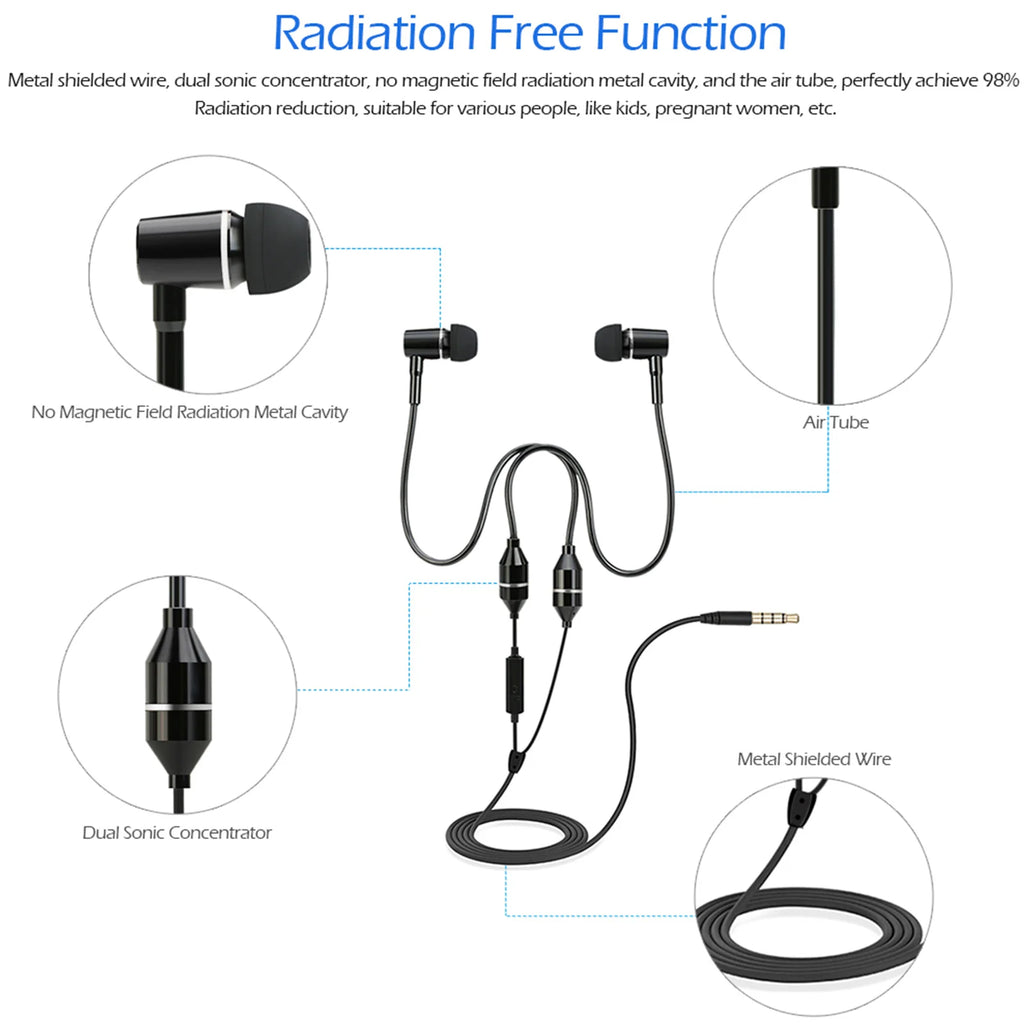 FC12 Air Tube Earphones 3.5mm Wired In-Ear Headset with Mic Wired In-Ear Earphones Qst