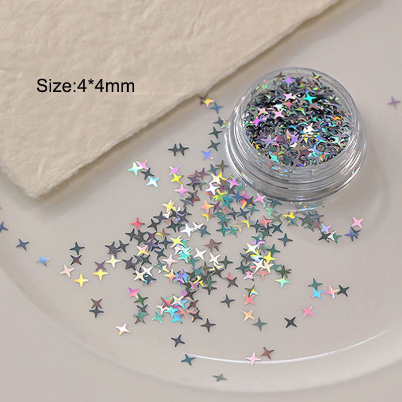 Holographic Star Nail Glitter Sequins Laser Sparkle Flakes Nail Art Sequins Qst Star