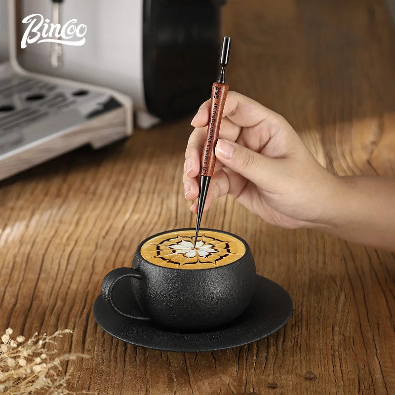 Bincoo Latte Art Pull Needle – 304 Stainless Steel Espresso Tool Latte Art Needle Qst