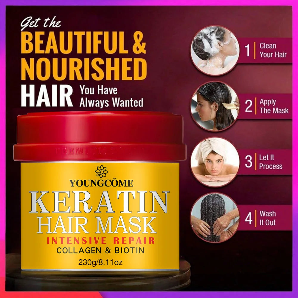 YOUNGCOME Biotin Collagen Keratin Hair Mask – 230g Treatment Keratin Hair Mask Qst