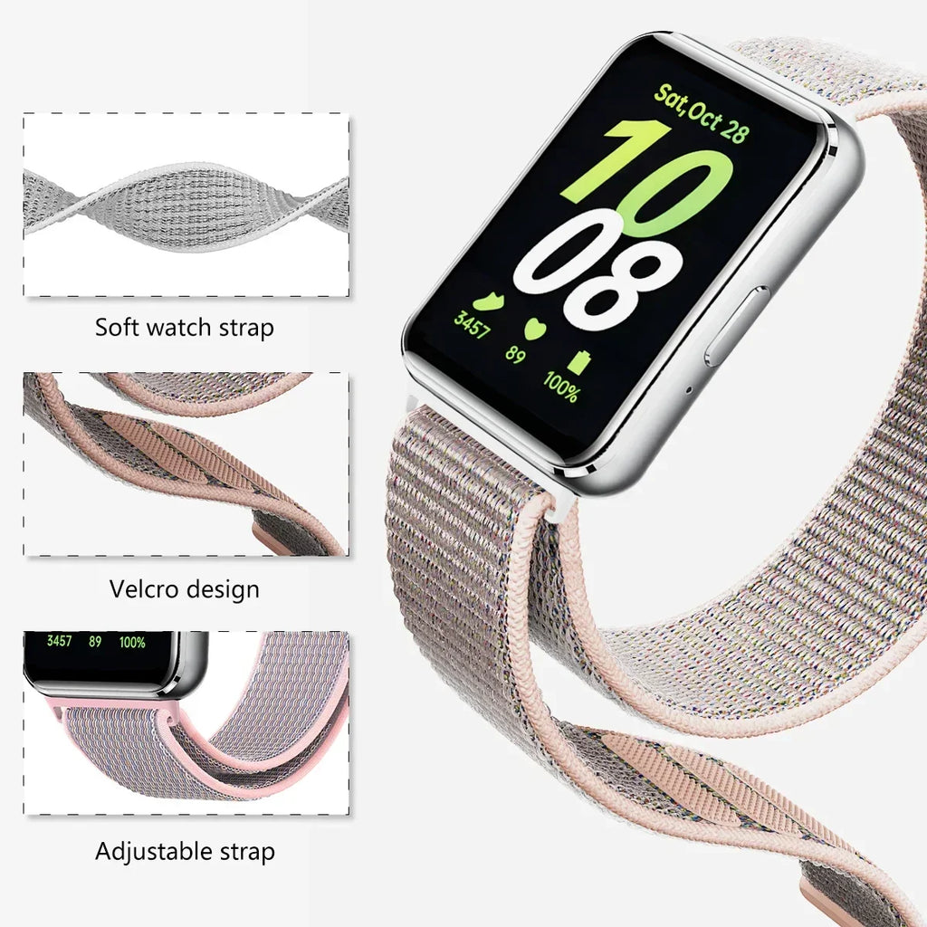 Nylon Loop Strap for Samsung Galaxy Fit 3 | Adjustable Band Smartwatch Band Qme
