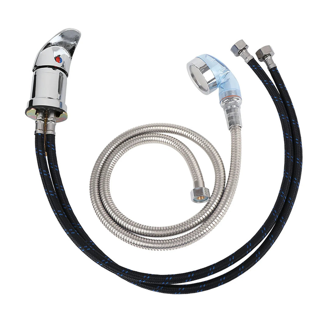 Hair Salon Shampoo Chair Faucet & Blue Shower Hose Set Salon Faucet Hose Set Qme Default Title