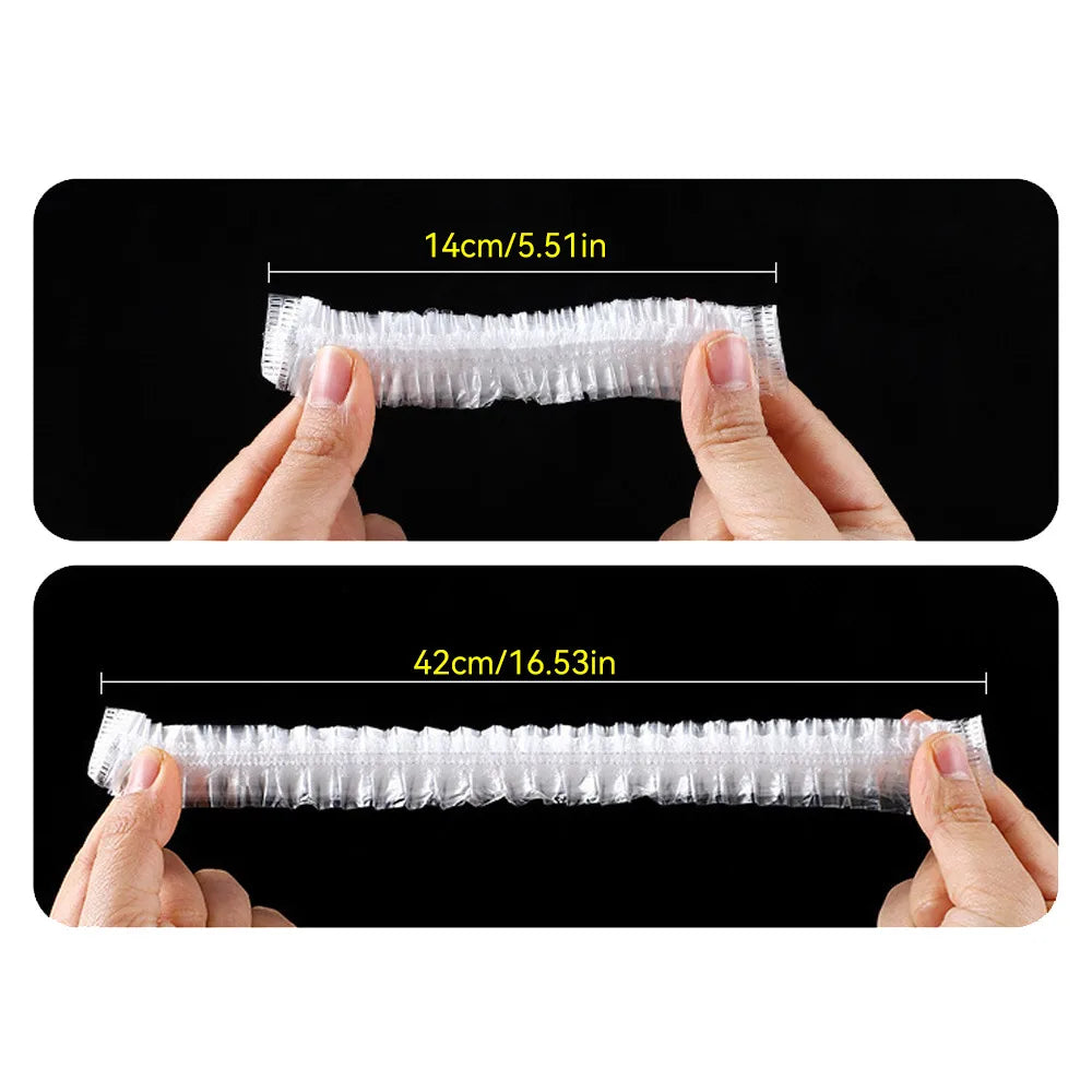 Disposable Shower Caps Waterproof PE Plastic – 100 pcs Spa Salon Disposable Shower Cap Qme