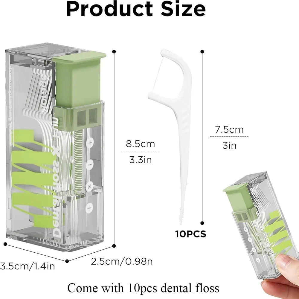 Portable Auto Dental Floss Pick Dispenser & Storage Box Floss Pick Dispenser Qme Green box