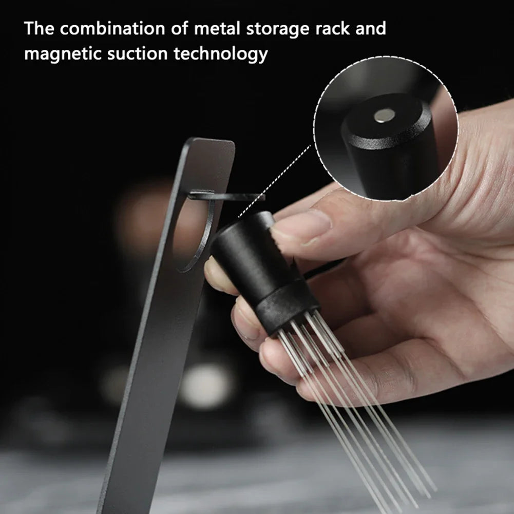 Espresso 8-Needle Coffee Stirrer Distribution Tool & Magnetic Stand Coffee Distribution Tool Qst