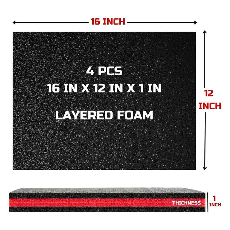 Toolbox Foam Inserts 4-Pack 16x12x1" – Hard Case Organizer Tool Case Foam Insert Qme