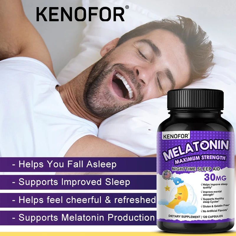 VITALXTRA Melatonin 30mg Capsules – Natural Sleep Support Sleep Support Supplement Qst