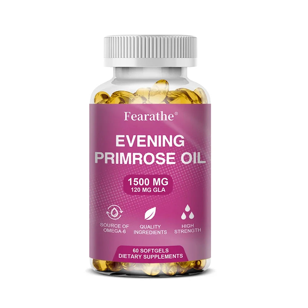 Evening Primrose Oil 1500mg – Omega-6, Skin & Hormonal Balance Herbal Oil Supplement Qst 60 count-1 bottle