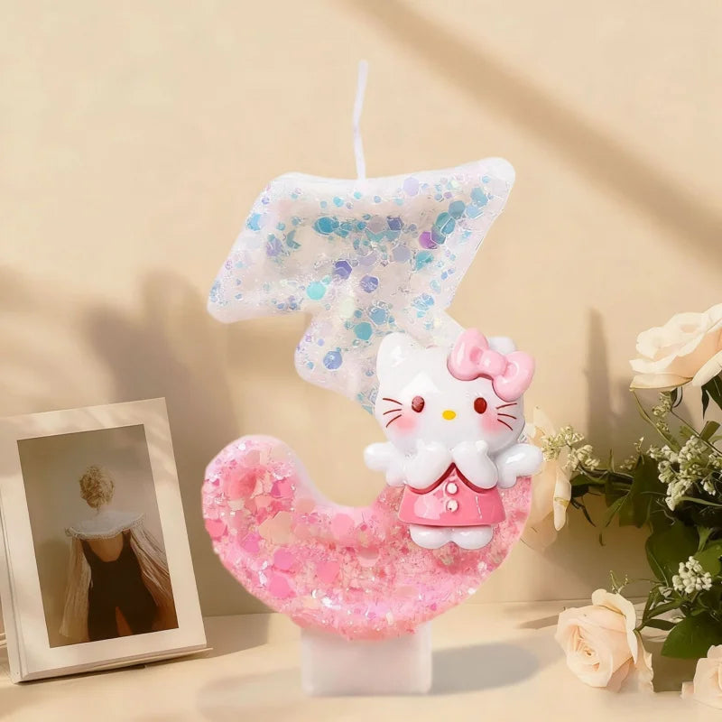 Hello Kitty Pink Number Birthday Candles – Cute Cake Decoration Birthday Number Candles Qme