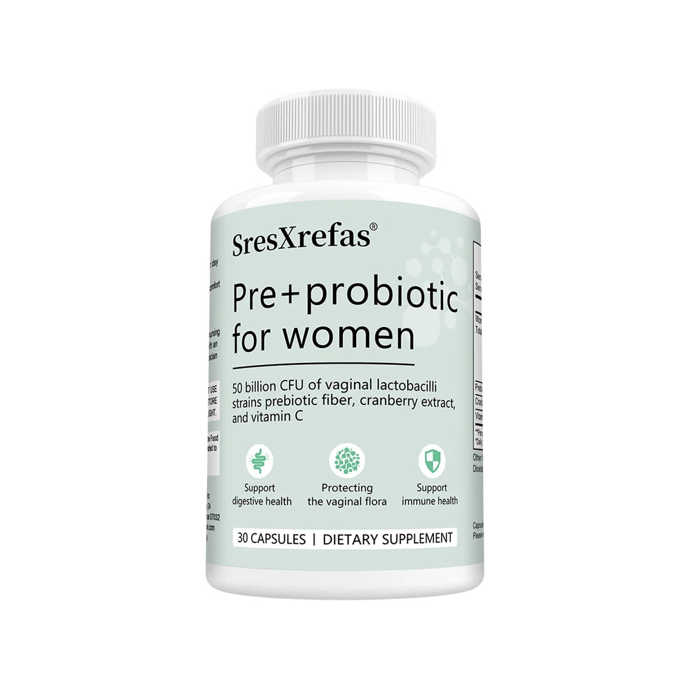 Women's Pre+Probiotic Capsules – 50B CFU, Vitamin C & Cranberry Probiotic Supplement Qst 30 count-1 bottle