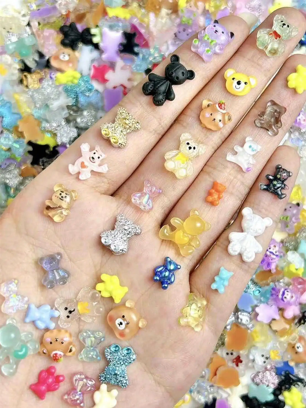 50-Pack Miniature Resin Charms – Cute Bear & Rabbit DIY Figures Resin Craft Charms Qme