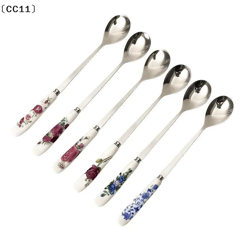 Stainless Steel Coffee Spoons with Ceramic Handles | Qme Coffee Spoons Qme