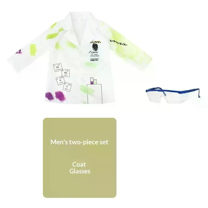 Kids Mad Scientist Costume – Printed Lab Coat & Goggles Kids Costume Set Qme