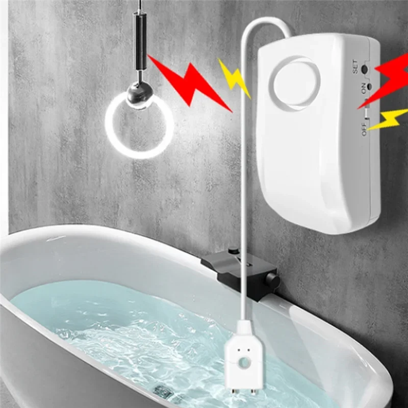130dB Standalone Water Leak Sensor Detector – Flood Alarm Water Leak Detector Qme White