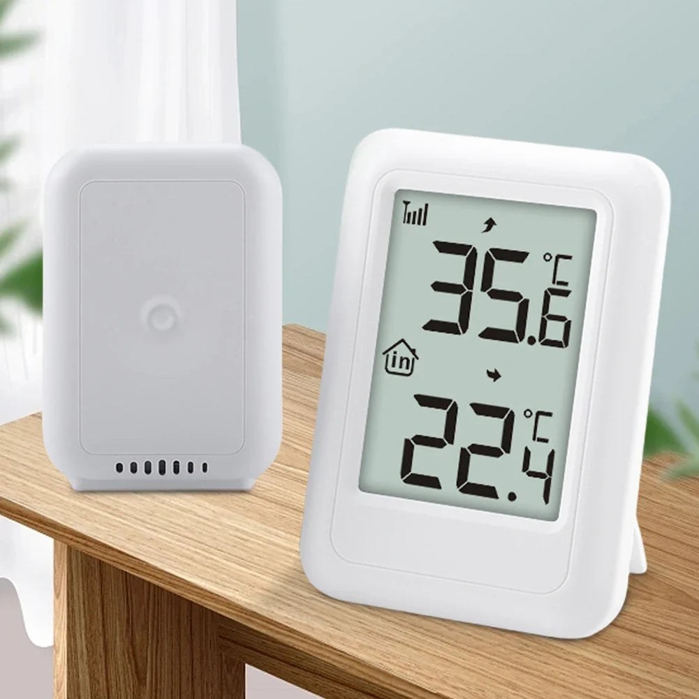 Wireless Indoor Outdoor Thermometer with Hanging Support Frame Wireless Thermometer Qme