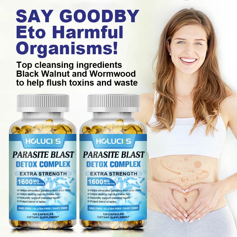 HOLUCKS Gut Cleanse Capsules 1600mg – Intestinal Support Herbal Detox Capsules Qst