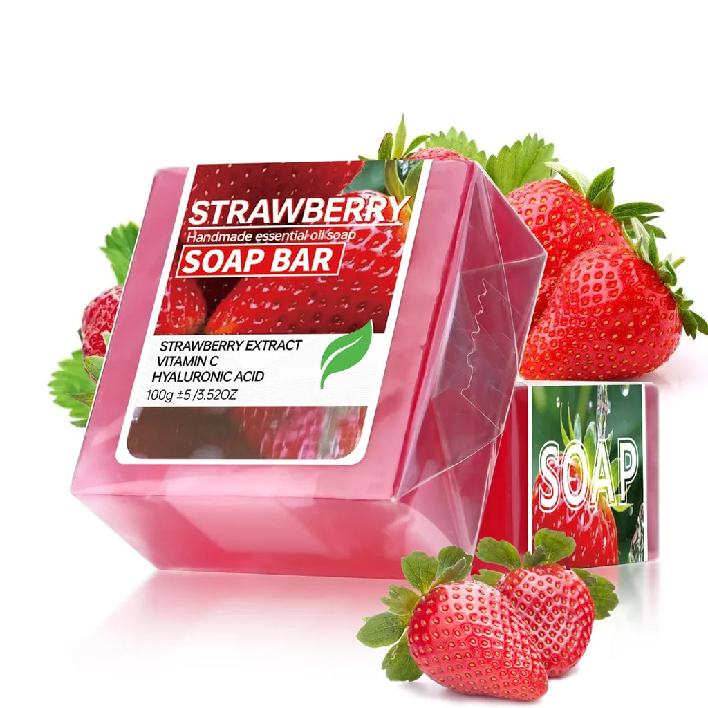 Strawberry Puree Essential Oil Handmade Face & Body Soap Handmade Cleansing Soap Qme