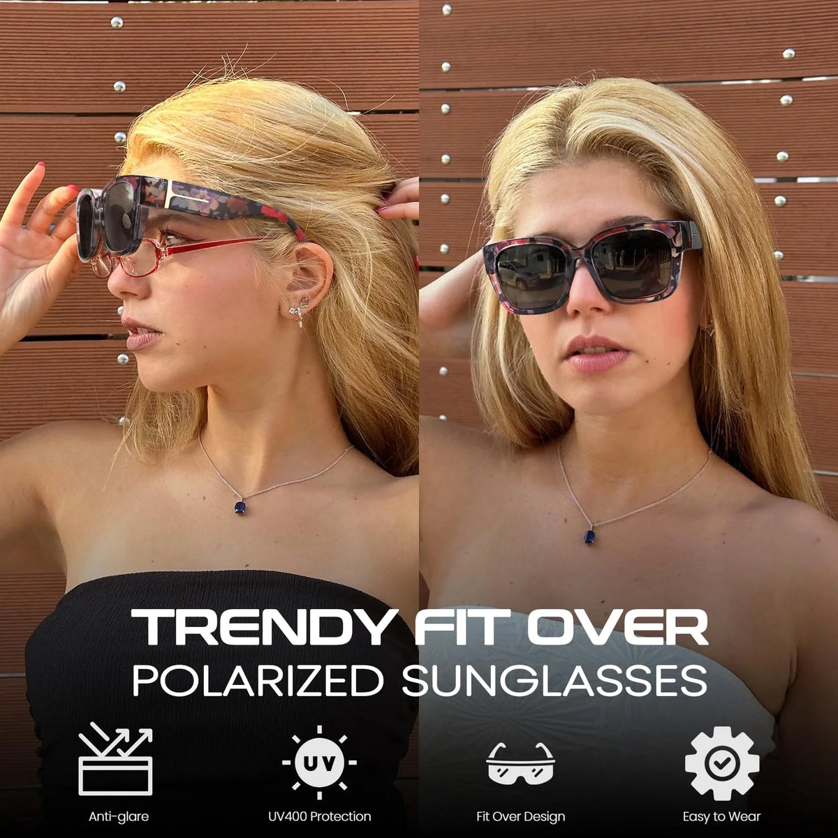 VOPHA Oversized Fit-Over Polarized Sunglasses UV400 Square Polarized Sunglasses Qst