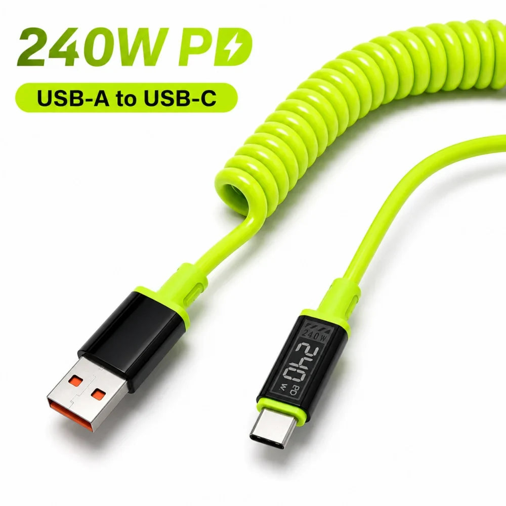 240W USB-C Fast Charging Silicone Cable 1M/2M | PD & QC 3.0 USB-C Charging Cable Qme