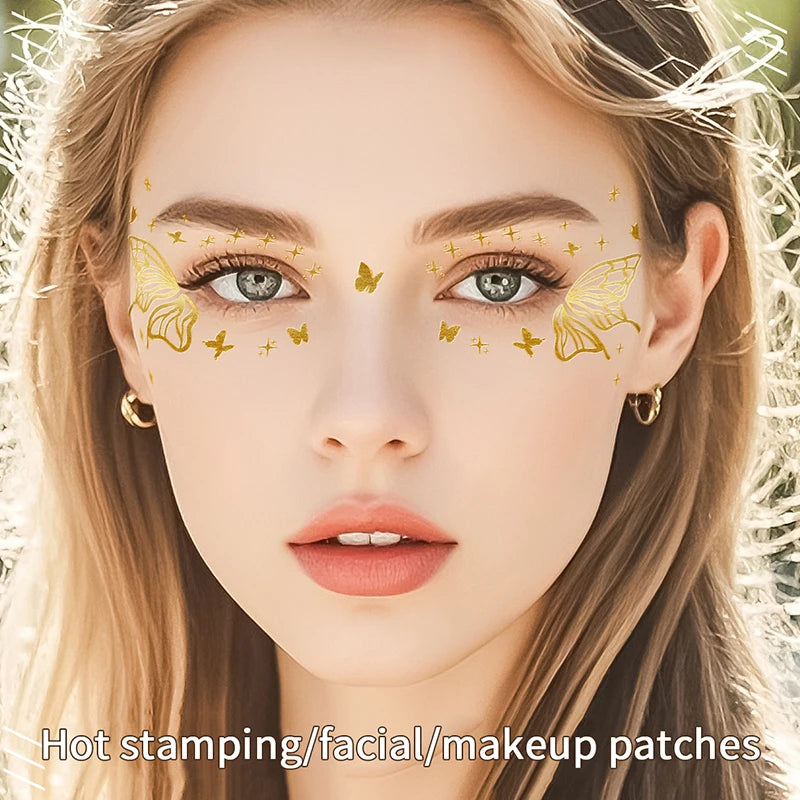 Gold Foil Butterfly Temporary Tattoos – Metallic Glitter Stickers Temporary Tattoo Stickers Qst