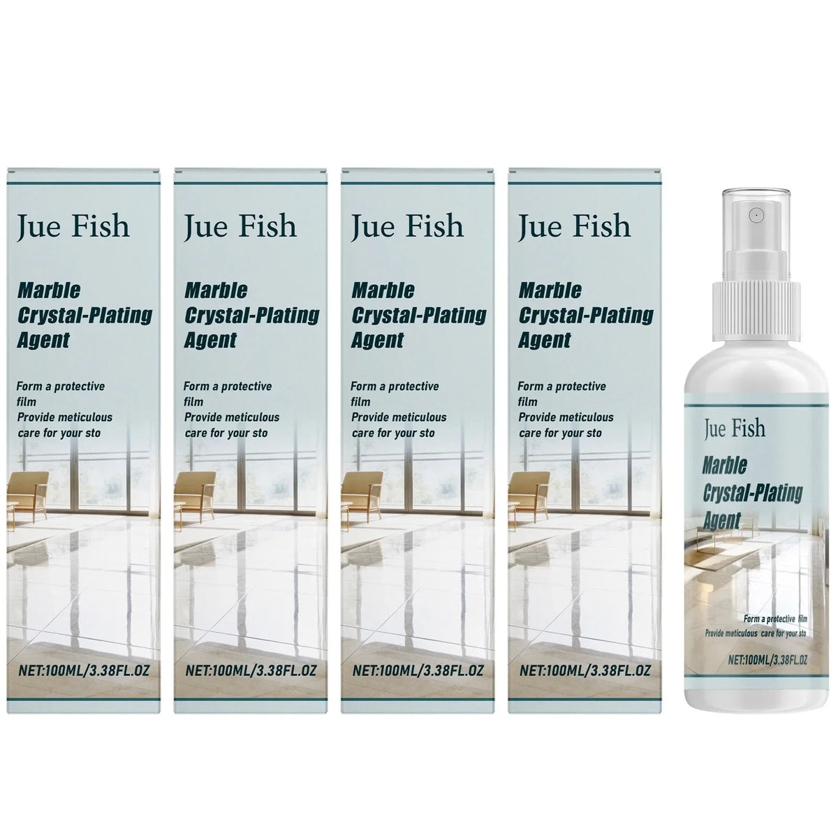 Marble Polishing & Plating Agent – Stone & Tile Gloss Enhancer Stone Surface Polish Qme 4 x 100ml Boxed