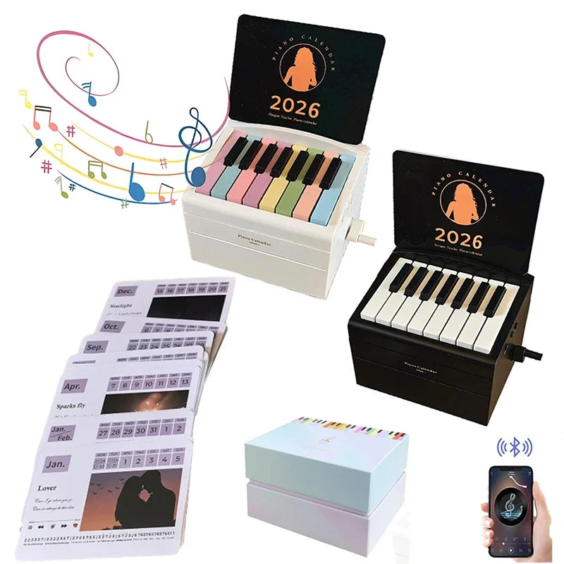 2026 Interactive Desk Calendar with Mini Piano & 52 Music Sheets Interactive Desk Calendar Qme