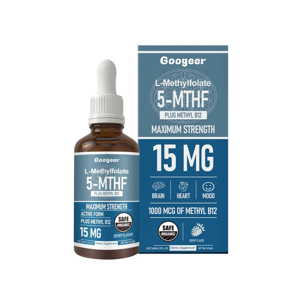 L-Methylfolate & Methyl B12 Liquid Drops | Active 5-MTHF 60ml Liquid Vitamin Drops Qst 60 ml(Pack of 1)