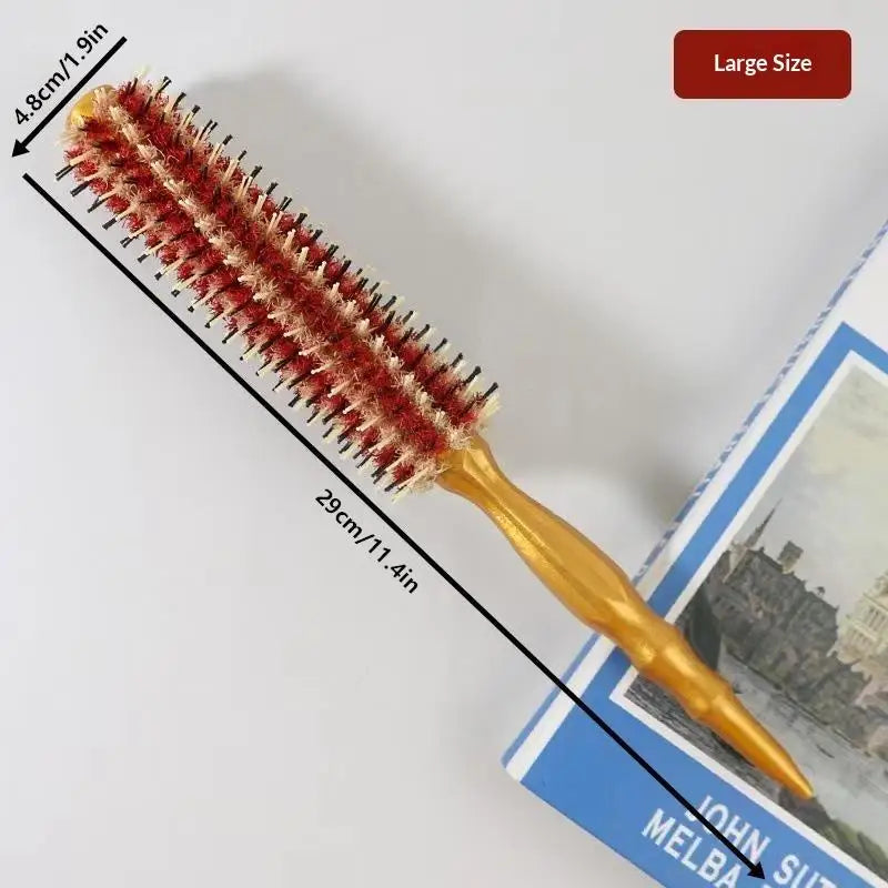 Round Boar Bristle Hair Brush – Detangling Styling Comb Round Hair Brush Qme Large