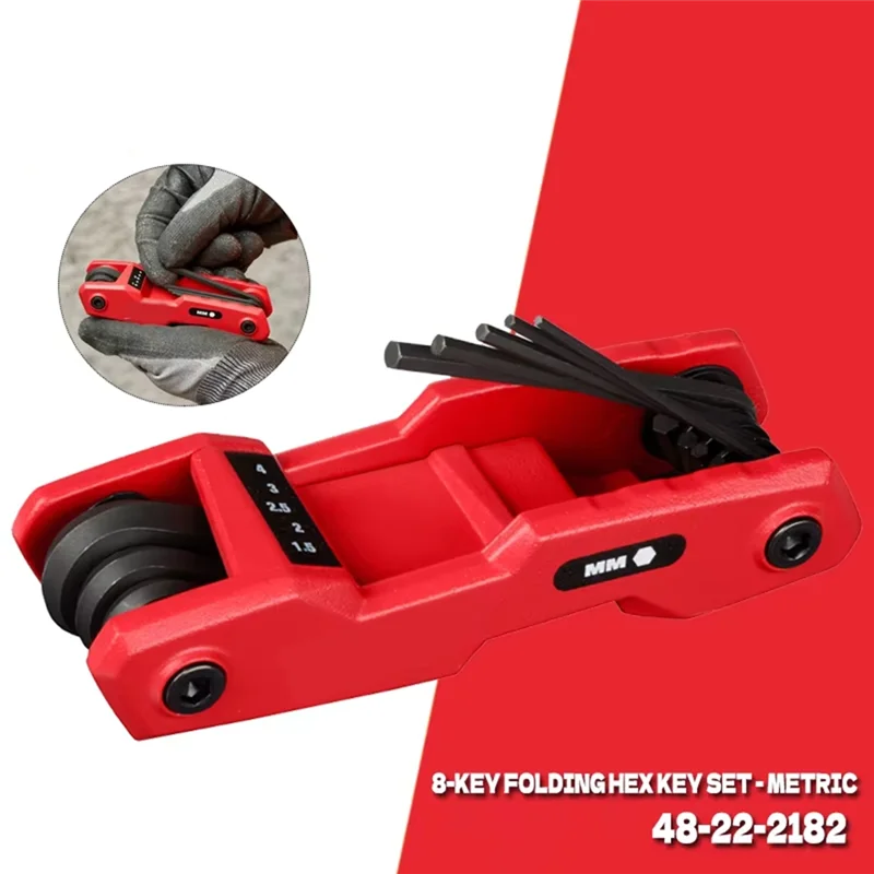 8-Key Metric Folding Hex Key Set 270° | Qme High-Contrast Folding Hex Key Set Qme